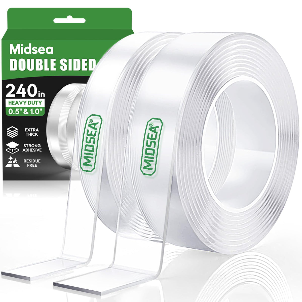 Double Sided Tape Heavy Duty, 2 Rolls 20 Feet, Clear Nano Mounting Tape