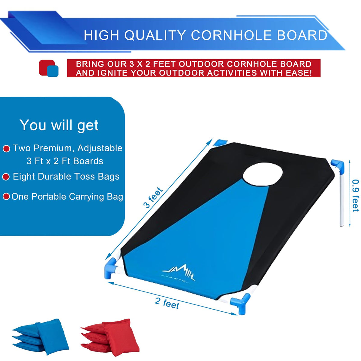 Himal Outdoors Portable Cornhole Board Set 3 x 2-feet