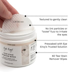 Eye Envy Tear Stain Wipes for Cats. Textured to Gently Clean Tear Stains. Natural Formula. Recommended by Persian & Exotic Breeders, Groomers. USA Made. 60 Cat Eye Wipes
