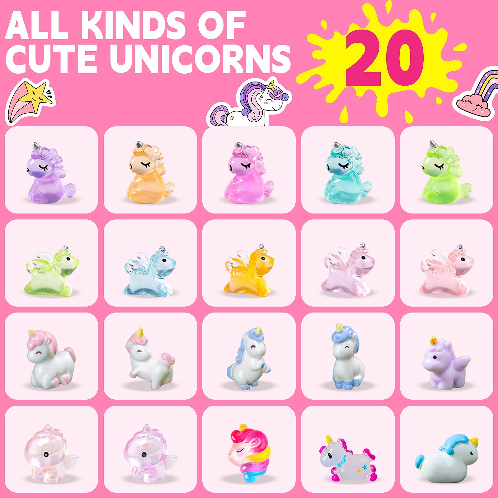 20 Pack Unicorn Bath Bombs for Kids Girls with Toys inside Kids Bath Bombs with Surprise Birthday Gifts for Girls Age 3 4 5 6 7 8 9 10 Years Old Bubble Bath Organic Natural Christmas Stocking Stuffers
