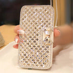 Buy now Bonitec iPhone 14 Pro Max Wallet Case - Women's Glitter Bowknot Diamond Rhinestone Flip Stand with Card Slot at indiglob india