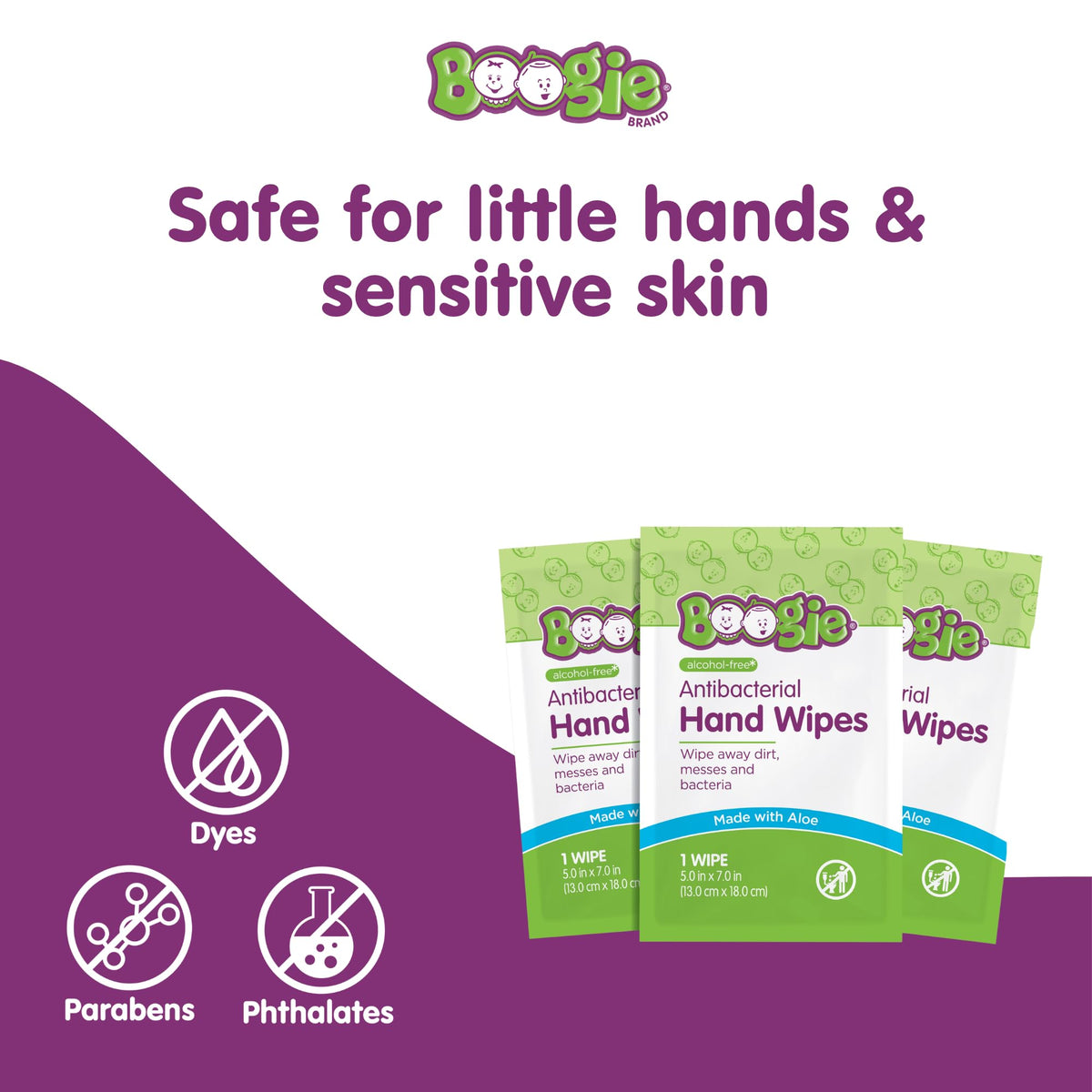 Boogie Antibacterial Hand Wipes - 90 Count