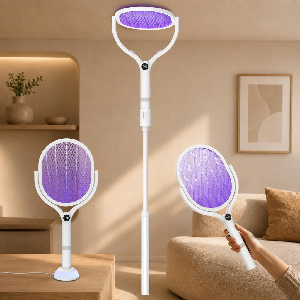 Electric Fly Swatter Racket 5000V Bug Zapper with Power Display