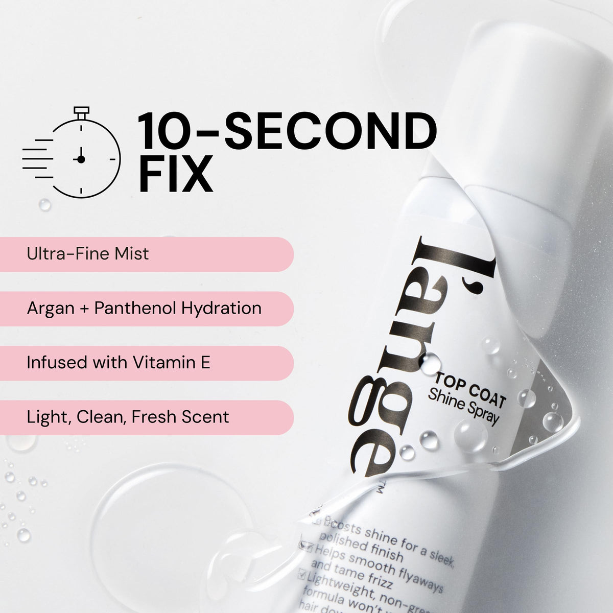 L'ANGE HAIR Top Coat Shine Spray | Hair Gloss Finishing Spray | High-Gloss Finish | Controls Frizz & Flyaways | Ultra-Fine Hydrating Mist | Lightweight, Won't Weigh Hair Down