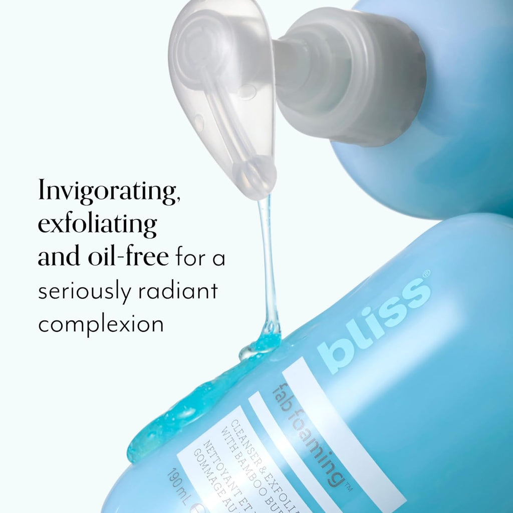 Buy now Bliss Fab Foaming 2-In-1 Cleanser and Exfoliator with Bamboo Buffers - 6.4 Fl Oz - Oil-Free Gel Face Wash - Makeup Remover - Vegan & Cruelty Free at indiglob india