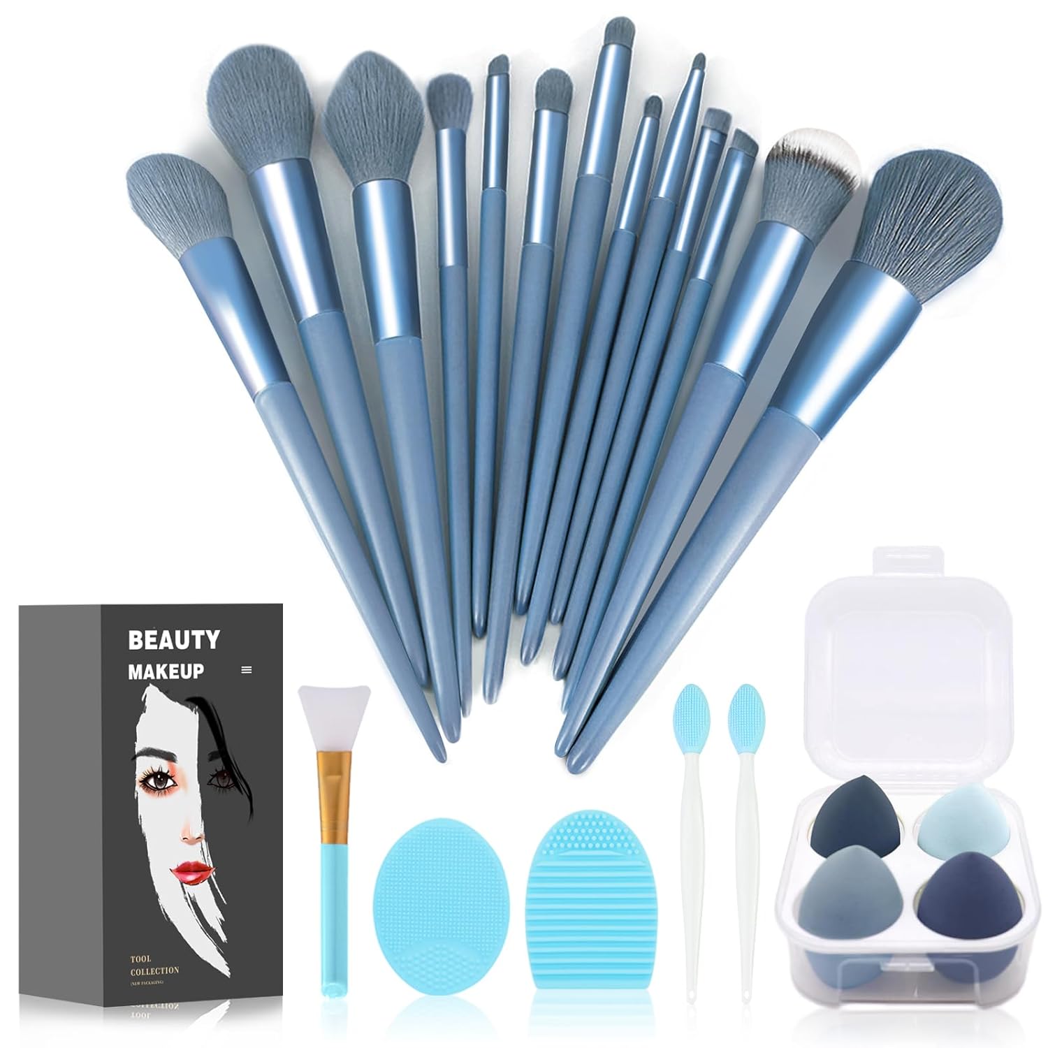 Buy now Makeup Brushes 22 Pcs Makeup Kit,Foundation Brush Eyeshadow Brush Make up Brushes Set (Green, 22 Piece Set) 22 Piece Set Sky-blue at indiglob india