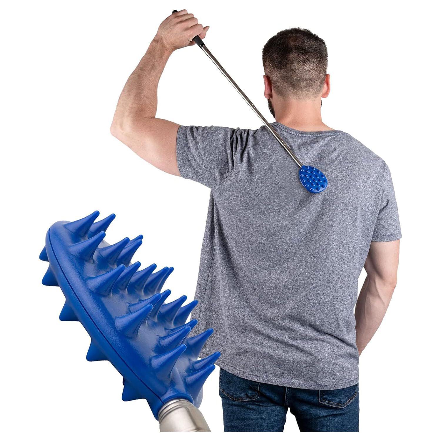 Buy now Cactus Scratcher Extendable Telescopic Back Scratcher - Extends 29" Long Double Sided Retractable Scratching Tool for Hand, Neck, Head, and Body - Universal Gift for Family, Pets, and Friends, Black Extendable Big Stick Blue at indiglob india