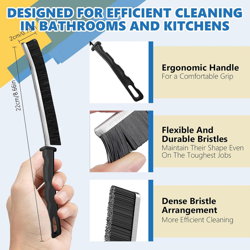 Crevice Cleaning Brush Set (12 Pack) – Hard Bristle Gap Cleaning Tool for Window Tracks, Grout & Bathroom Corners – Thin Deep Cleaning Brush for Kitchen Sink, Sliding Door Tracks & Tight Spaces