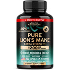 Lions Mane Supplement Capsules - Organic Lions Mane 1200 mg, 120 Vegan Caps | Pure Lion's Mane for Women & Men - Fruiting Bodies Extract, 25% Polysaccharides - Memory & Focus Support - As Lions Powder