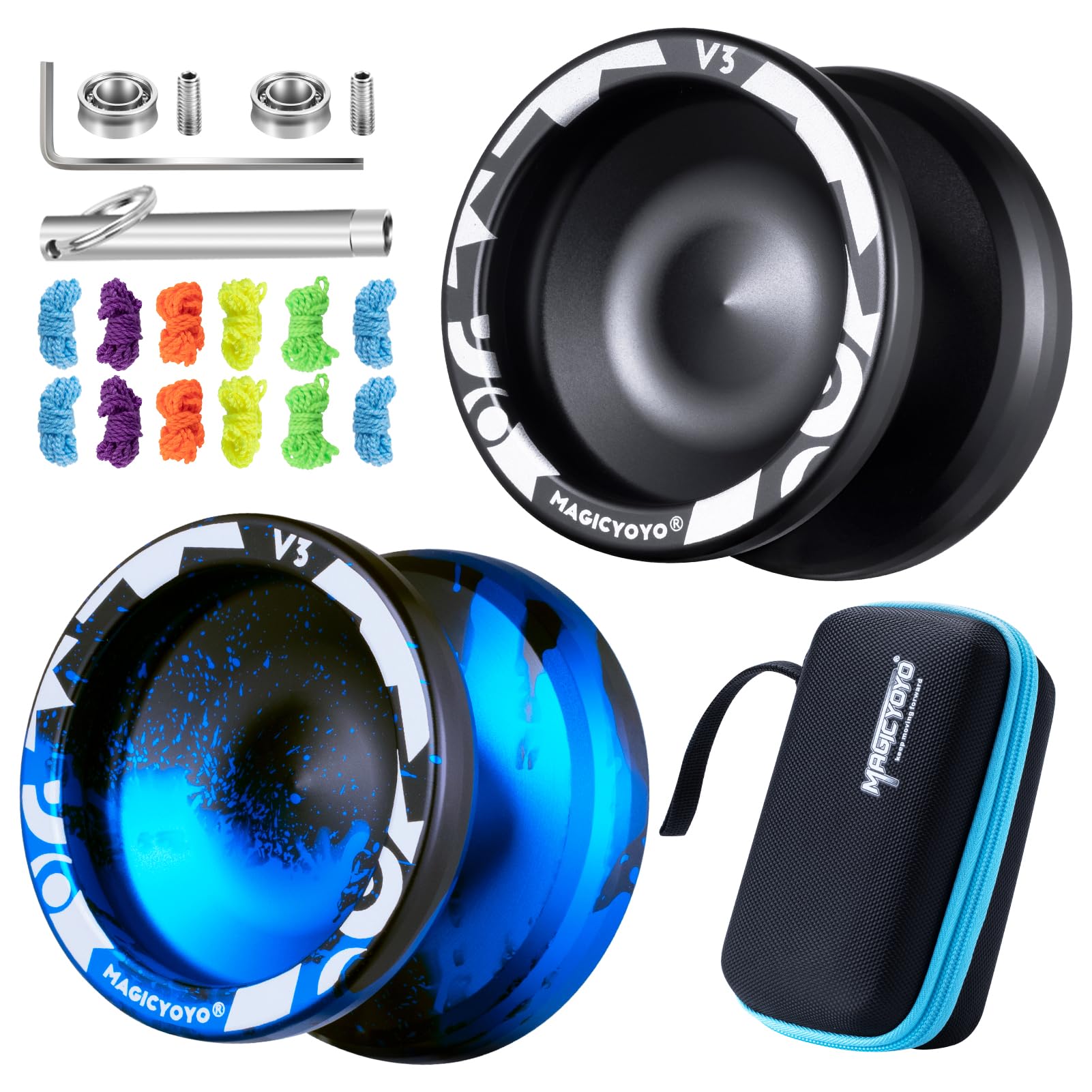 Buy now MAGICYOYO V3 Yoyo for Kids 8-12 or Above, Responsive Yoyo Professional with Dual Function, Professional Trick Yo yo for Adults with 12 Yo-yo Strings, KK Bearing, Bearing Puller, Axle,Case Bag -Black at indiglob india