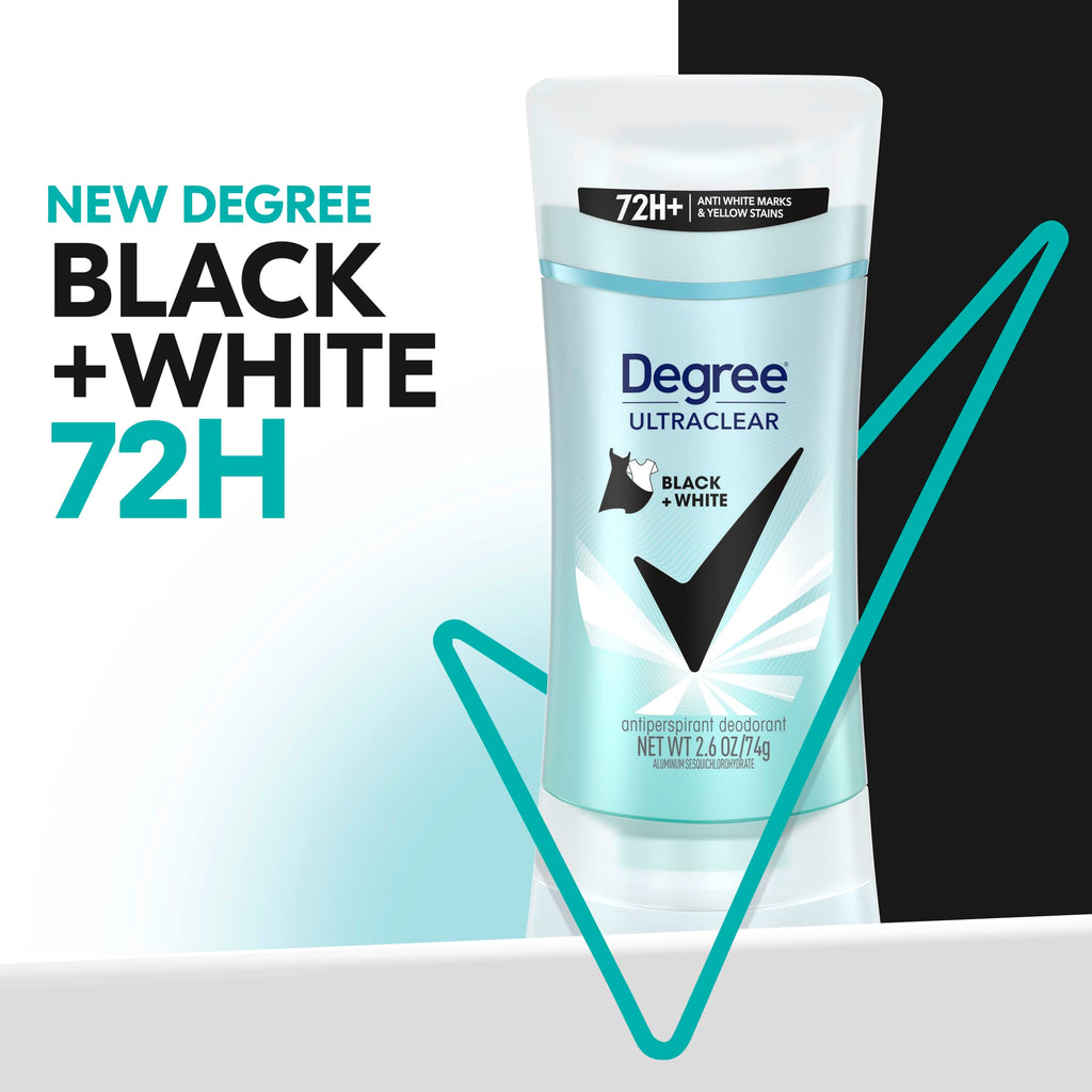 Degree Women's Black+White 4 Count Antiperspirant Balm 2.6 oz - Protects from Deodorant Stains, Fresh Scent, 48H Non-Stop Protection | For black & white clothes, Helps reduce marks & stains, With MotionSense, Fresh scent