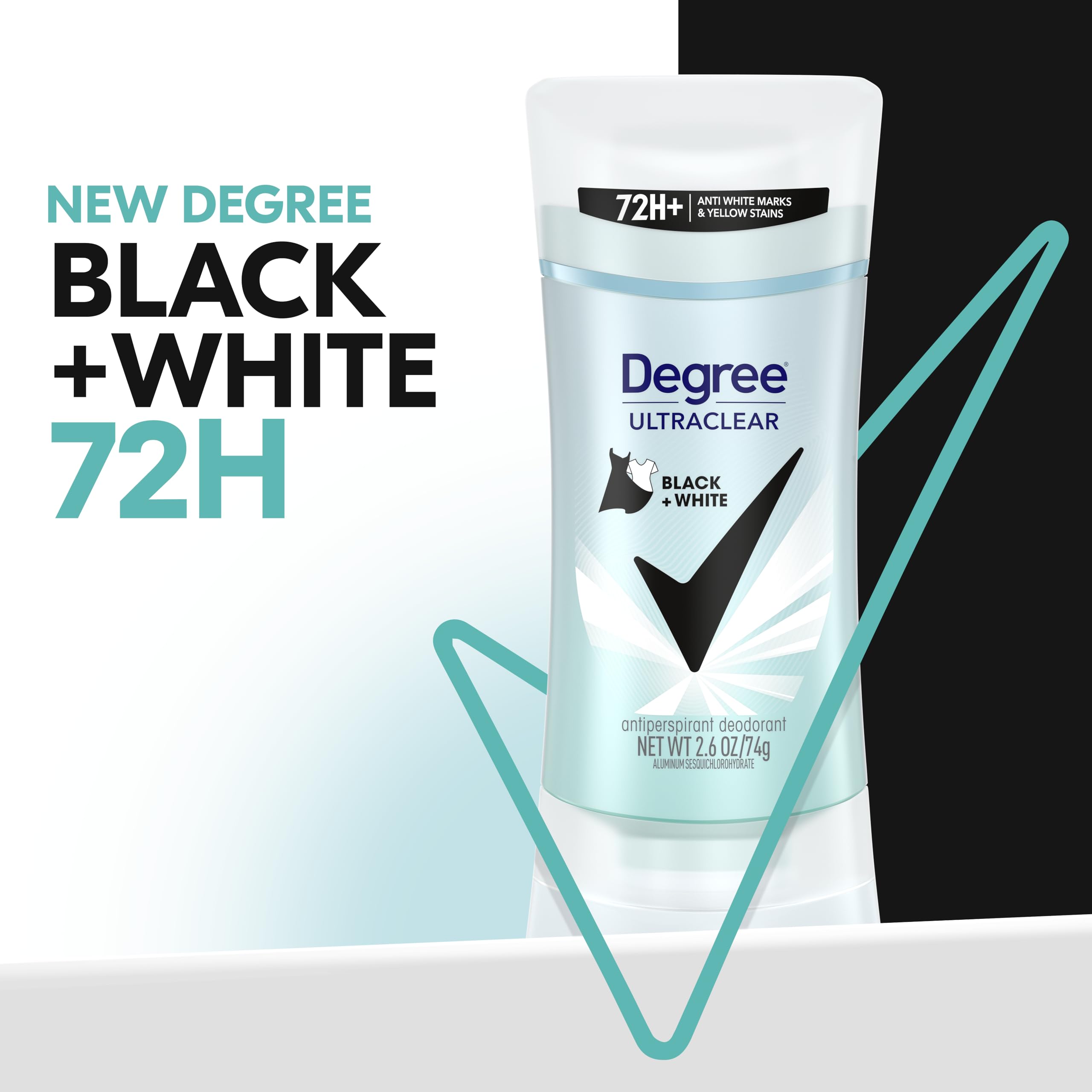 Degree Women's Black+White 4 Count Antiperspirant Balm 2.6 oz - Protects from Deodorant Stains, Fresh Scent, 48H Non-Stop Protection | For black & white clothes, Helps reduce marks & stains, With MotionSense, Fresh scent