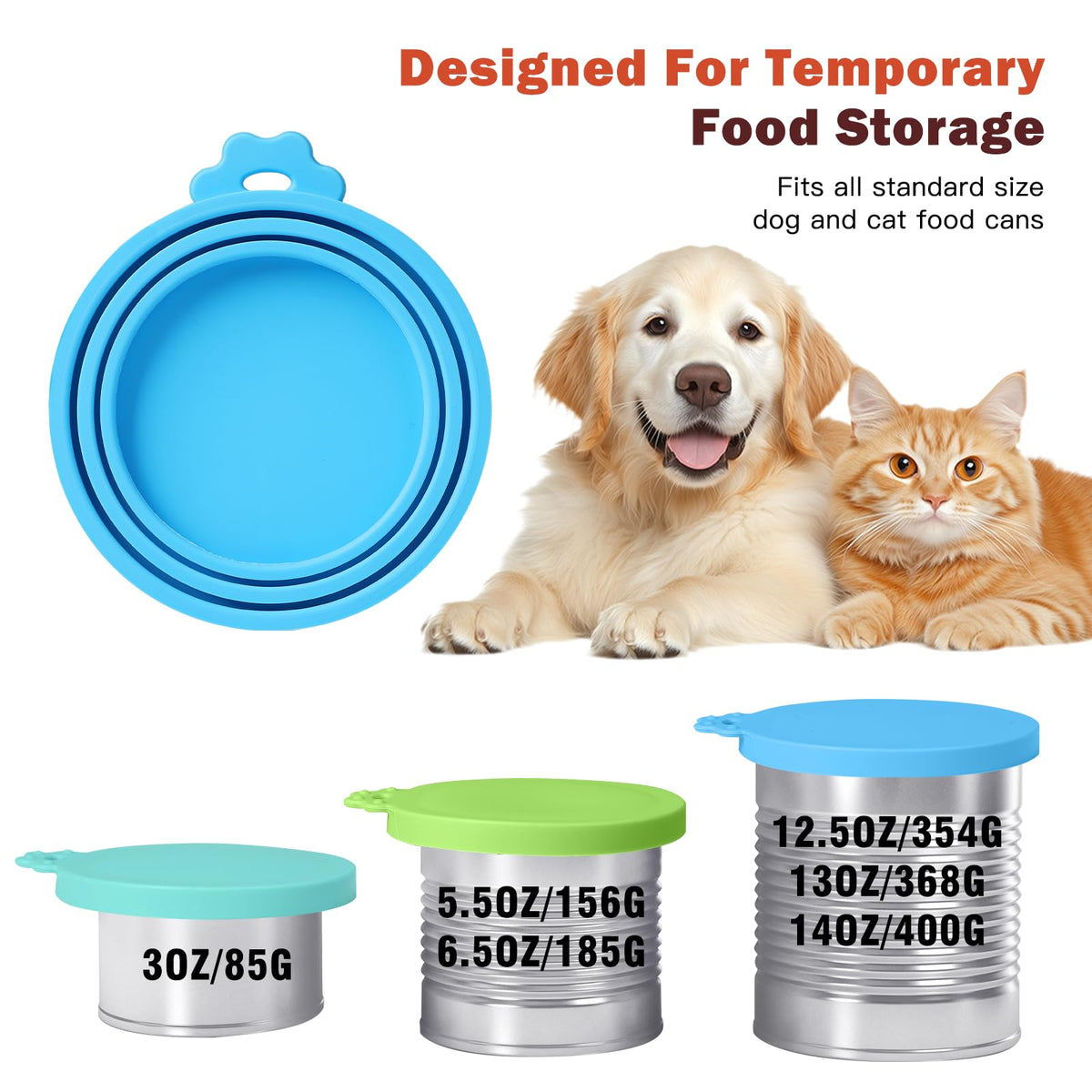 8 PACK Can Lids, Pet Food Can Cover and Food Mixing Spoons Food Canned Scoop, Fits Most Standard Size Dog and Cat Can Tops for Pet Cat Dog Feeding Can and Wet Food Storage