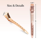 Kitsch Professional Alligator Clips - Rose Gold, 6 Pcs | 3.5" Aluminum Duckbill Hair Clips for Styling – Great Hair Sectioning Clips For Salon, Makeup Application