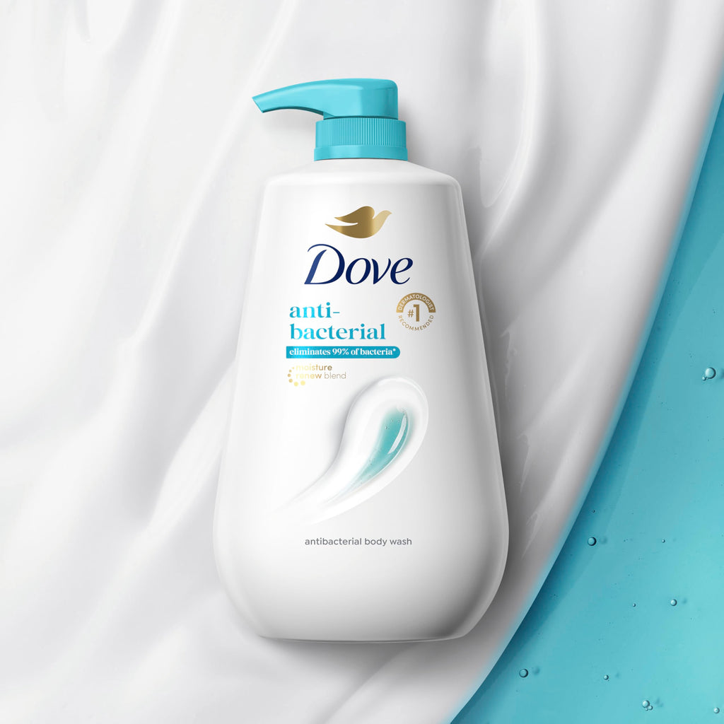 Dove 24hr Lotion Antibacterial Body Wash with Pump, 30.6 oz | Eliminates 99% of bacteria while helping protect skin from dryness and leaving skin soft