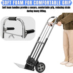 Folding Hand Truck Dolly - 600 LB Capacity, Heavy-Duty Wheels and Compact Design for Moving Heavy Loads in Warehouses, Offices, Homes, and Shopping