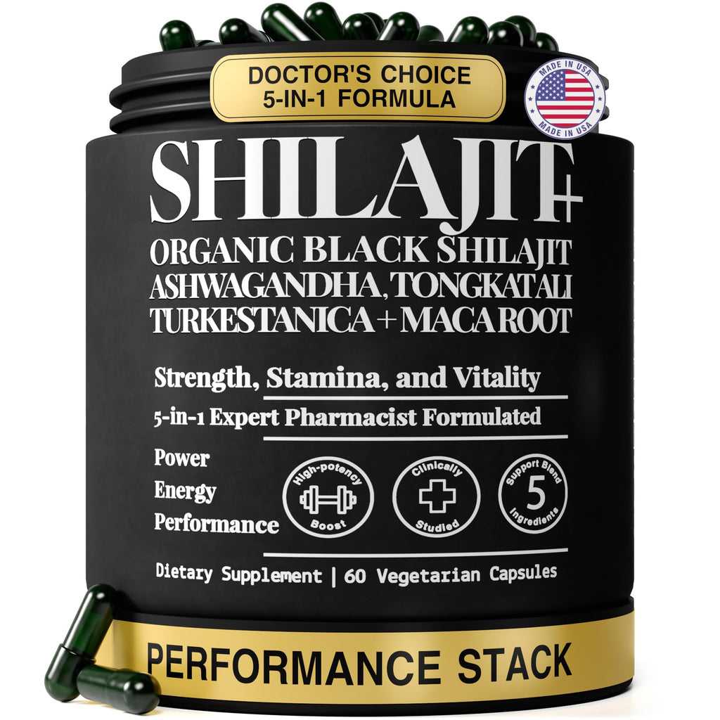 Shilajit for Men and Women - 80% Fulvic Acid 1250 mg 5-in-1 Complex 60 Caps
