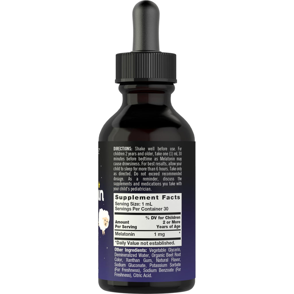 Carlyle Kids Melatonin Liquid | 1 fl oz | Two Pack | Fruit Flavor | Drug Free Childrens Supplement