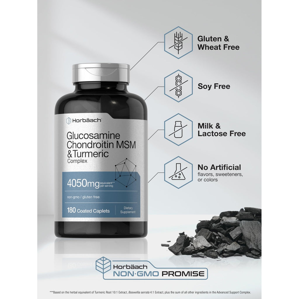 Horbäach Glucosamine Chondroitin MSM | 180 Caplets | with Turmeric