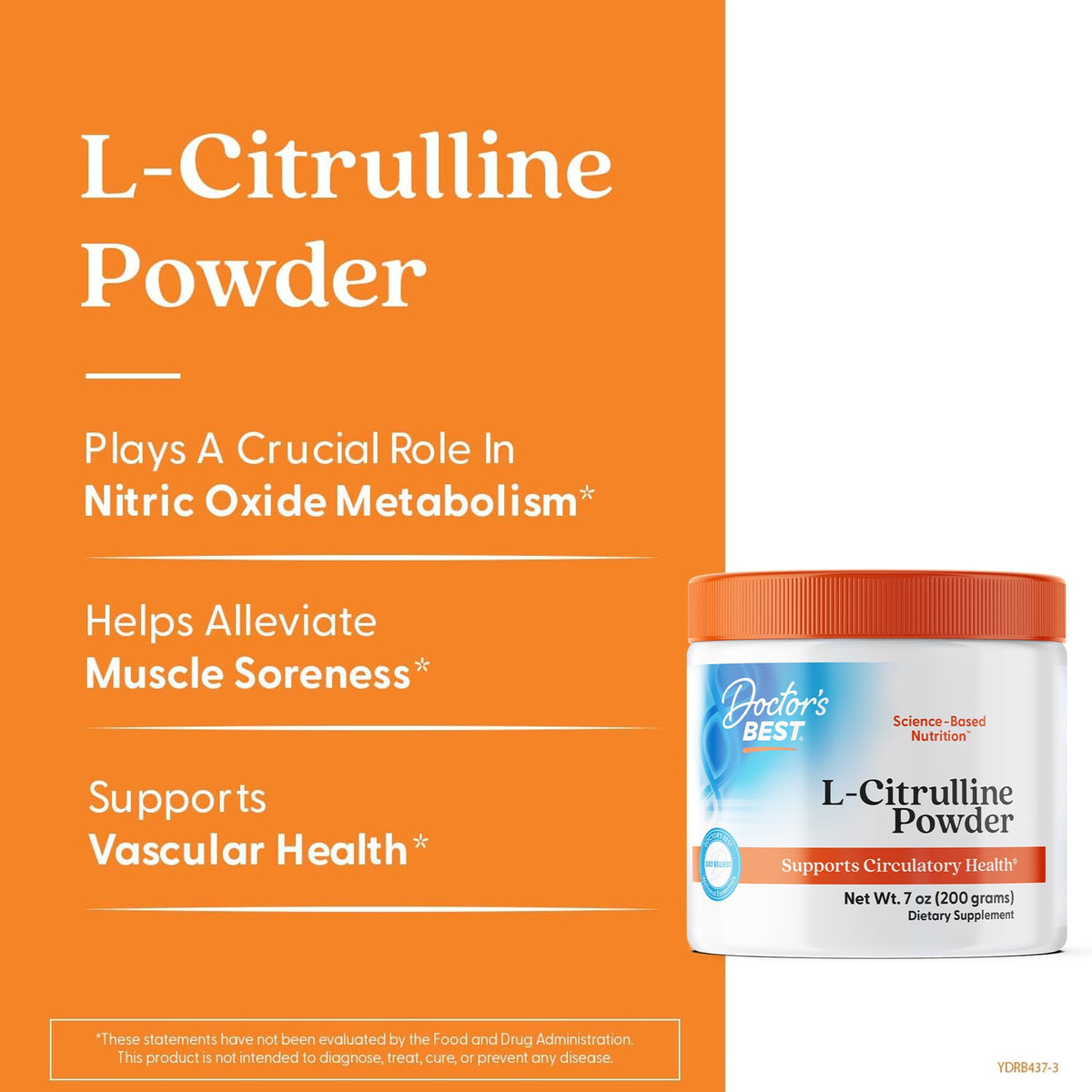 Doctors Best L-Citrulline Powder, Nitric Oxide Metabolism Support, 7 oz