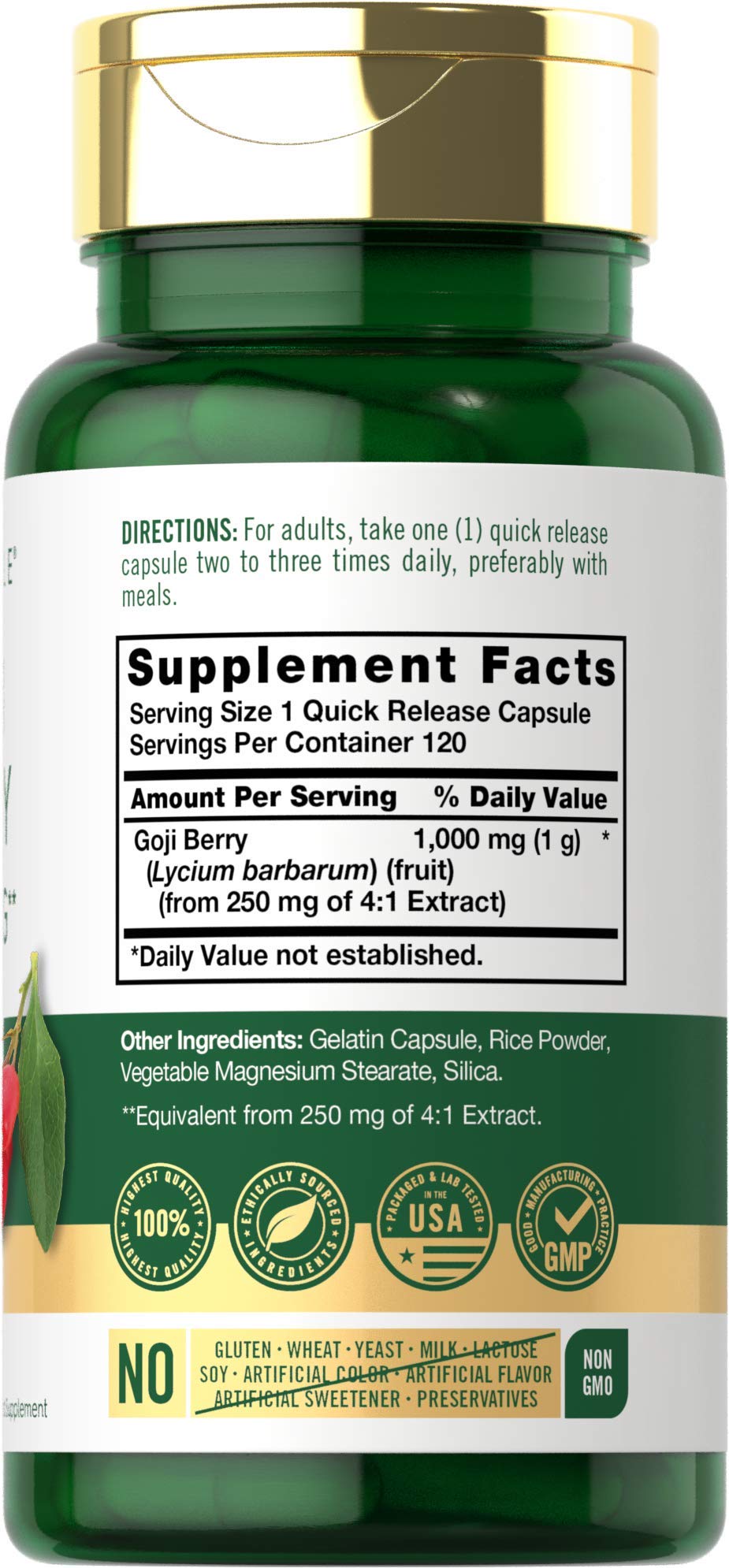Buy now Carlyle Goji Berry | 120 Capsules | Concentrated Extract from Wolfberry Plant | Non-GMO, Gluten Free at indiglob india