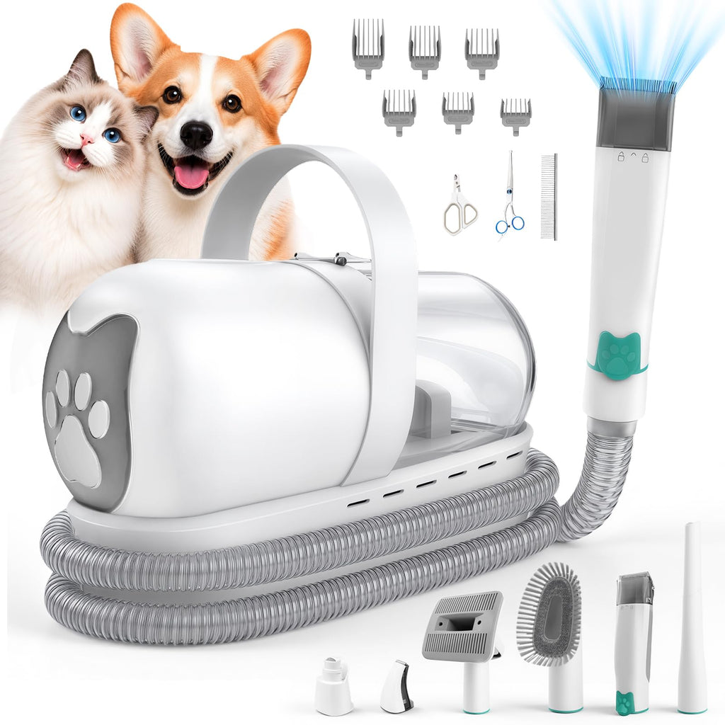 2026 Upgraded Dog Grooming Vacuum Kit with Nail Clipper & Dematting Comb, 13000Pa Pet Vacuum for Shedding, 9-in-1 Dog Hair Vacuum, 1L Dust Cup, Quiet Grooming Kit for All Dog Breeds & Cats