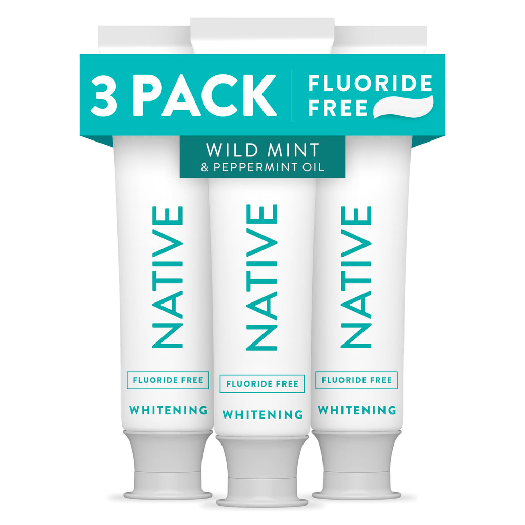 Buy now Native Fluoride Free Toothpaste, Whitening - for Adult, Kids 2+ Oral Care - Wild Mint & Peppermint Oil Flavor, 4.1oz (Pack of 3) at indiglob india