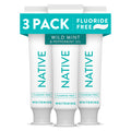 Buy now Native Fluoride Free Toothpaste, Whitening - for Adult, Kids 2+ Oral Care - Wild Mint & Peppermint Oil Flavor, 4.1oz (Pack of 3) at indiglob india