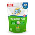 Lemi Shine Natural Dishwasher Detergent Pacs with Dishwasher Cleaner Pouch - Eco Friendly Cleaning Supplies - 31.8 oz (65 Count)