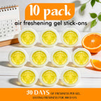 10 Pack Trash Can Deodorizer, Citrus Scent Stick-On Gel Air Freshener Up to 30 Days, Long Lasting Odor Absorber for Kitchen Garbage Bin, Bathroom, Diaper Pail, Closet, Each 0.176 Oz