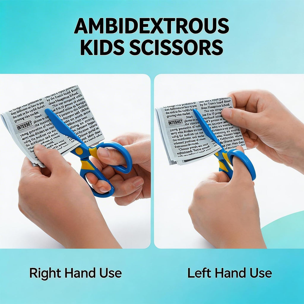 Toddler Safety Scissors, 3-Pack with 60 Craft Paper Sheets for Kids