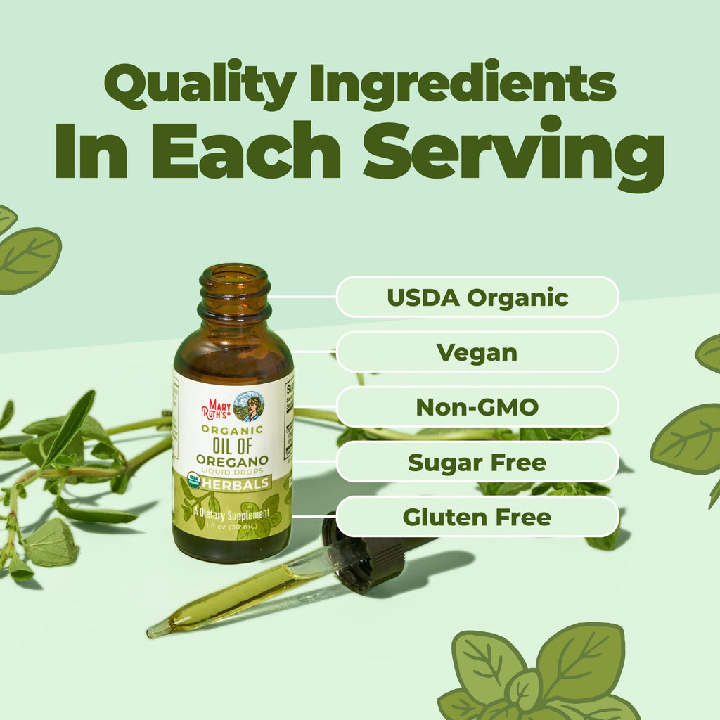 MARYRUTH'S Organic Oil of Oregano Liquid Drops, Sugar Free, 6 Month Supply | 60% Carvacrol, Immune Support Supplement, Traditional Use Herb, Vegan, USDA Organic, CLP Certified, Non-GMO, 200 Servings