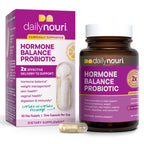 Daily Nouri Hormone Balance Probiotic for Women | Healthy Estrogen Metabolism, Hormone & Cycle Support | Gut-Hormone Support for PMS, Skin, Bloating & Perimenopause | 7 Studied Strains + Plant Omega