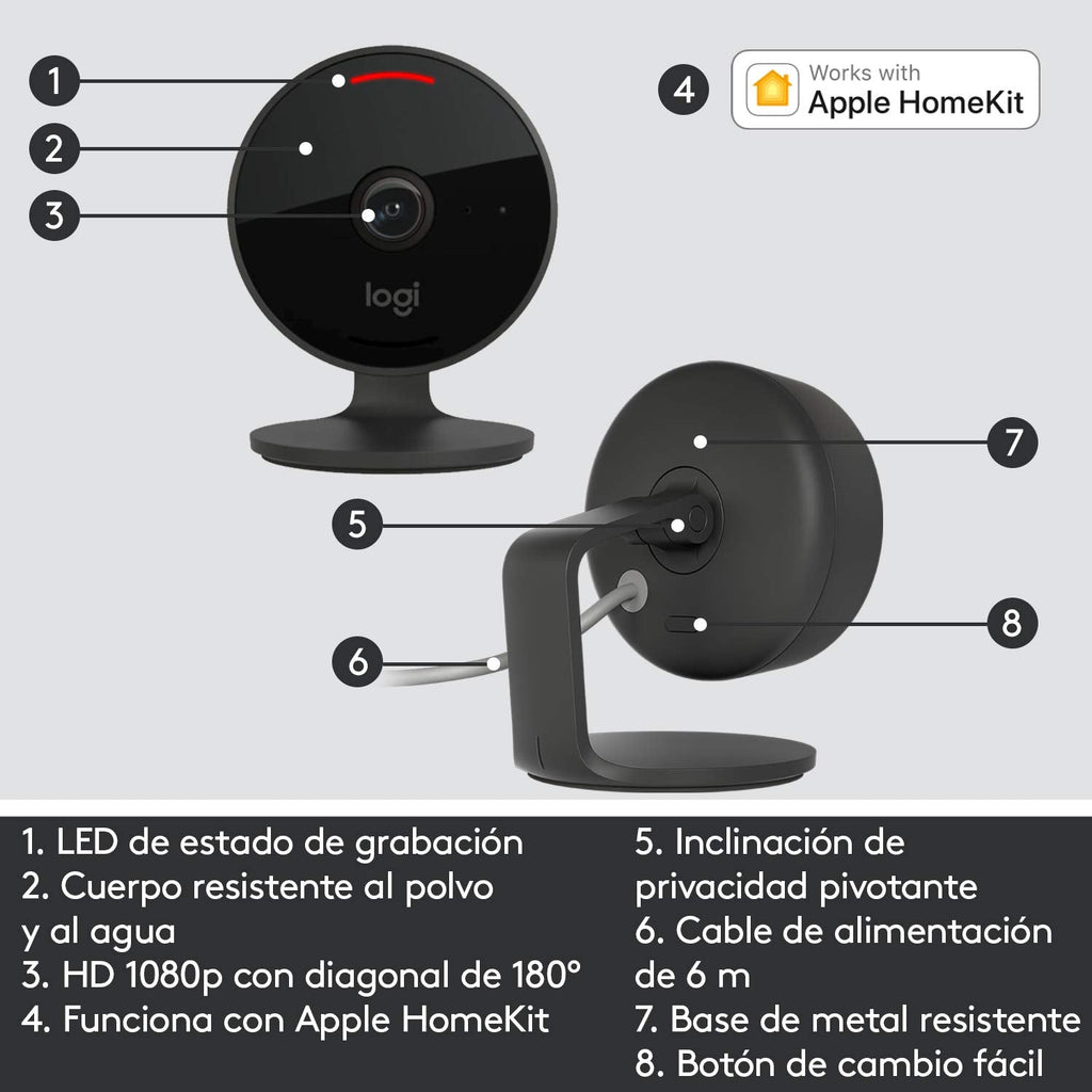 Buy now Logitech Circle View Weatherproof Wired Home Security Camera with Logitech TrueView Video, 180° Wide Angle, 1080p HD, Night Vision, 2-Way Audio, Tilt Encrypted, Apple HomeKit Secure Video (Renewed) at indiglob india
