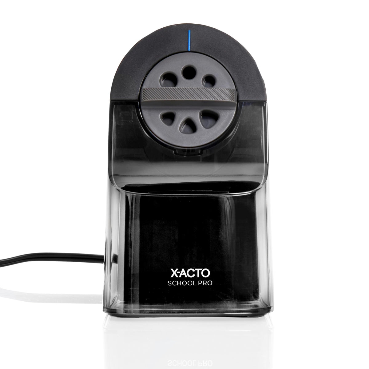 X-ACTO Pencil Sharpener, School Pro Electric Sharpener, Black, With Six Size Dial, XL Shavings Bin - Heavy Duty, Classroom Supplies