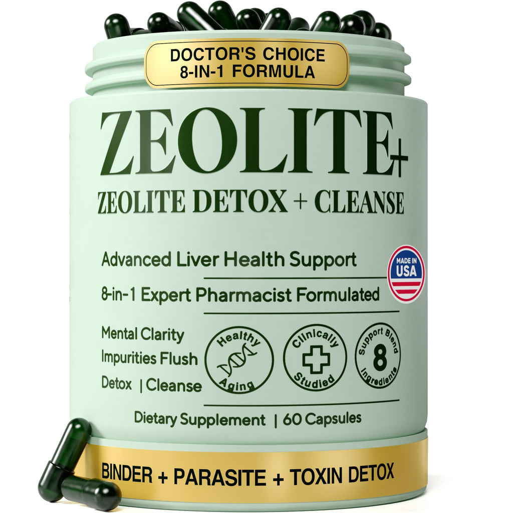 Zeolite Detox Binder, 8-in-1 Clinoptilolite & Activated Charcoal, 60ct | Natural Detoxification Pathways, Liver Health & Digestive Support: Milk Thistle & NAC