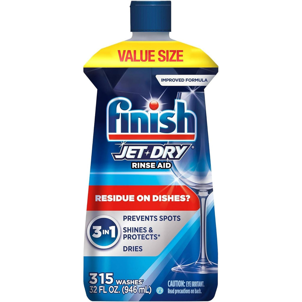 Buy now Finish Jet-Dry Dishwasher Rinse Aid, Compatible with Dishwasher Detergent, Prevents Spots & Residues, Dries, Shine & Protects, 32 oz, 300 washes 32 Fl Oz (Pack of 1) at indiglob india