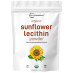 Organic Sunflower Lecithin Powder, 1 Pound, Sustainable Farmed, Cold Pressed, Rich in Phosphatidyl Choline and Protein, Making Liposomal Vitamin C, Lactation Supplement, Non-GMO
