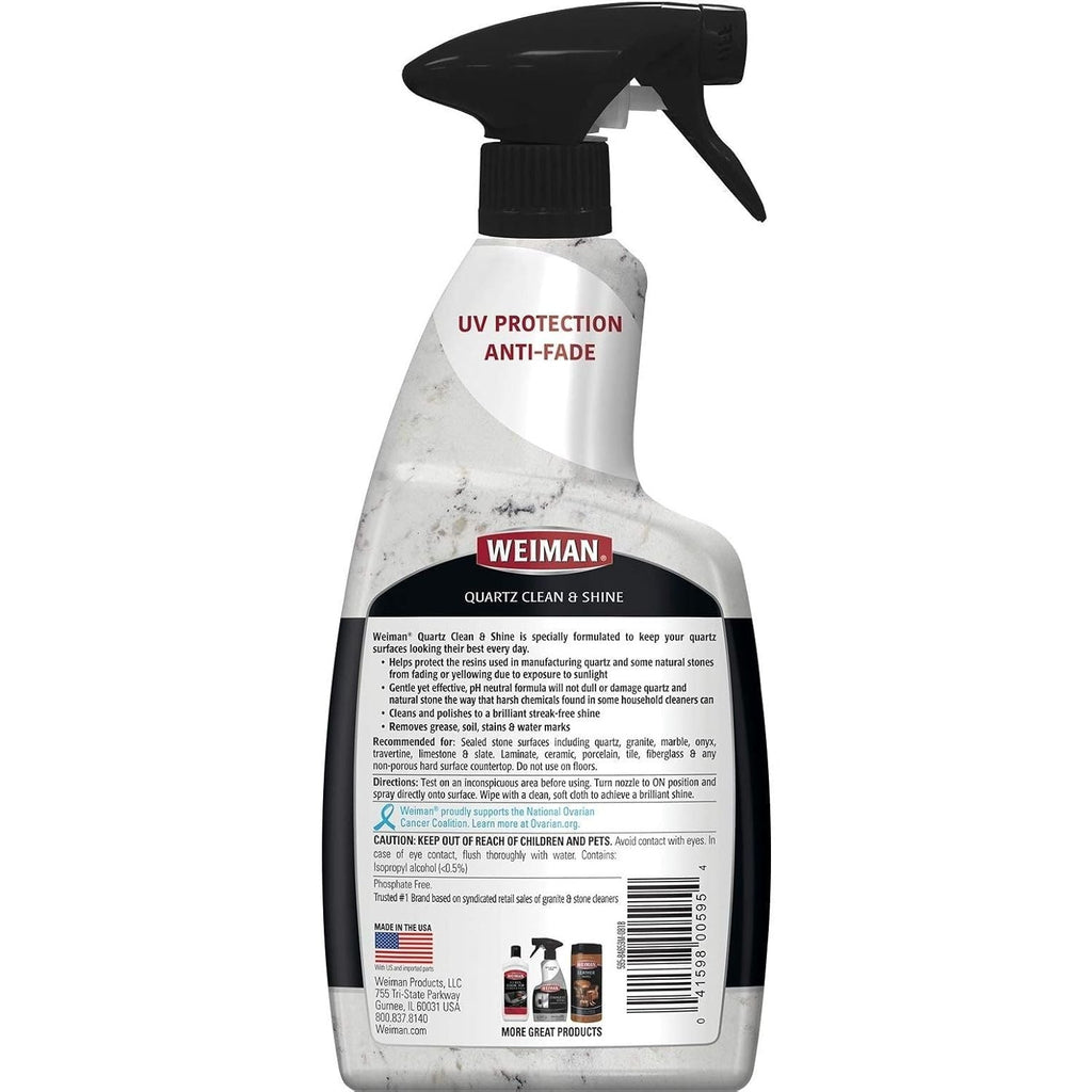 Buy now Weiman Quartz Countertop Cleaner and Polish - Clean and Shine Your Granite, Marble Countertops, Kitchen Island, and Stone Surfaces with UV Anti-Fade Protection, Citrus, 24 Ounce with Microfiber Cloth at indiglob india