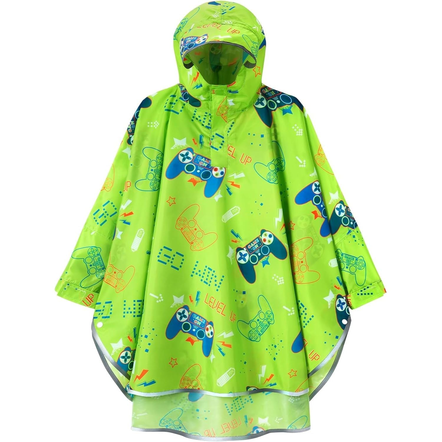 Buy now WAWSAM Lightweight Kids Rain Poncho Reusable Toddler Raincoat Waterproof Rain Jacket 3-5T Game Green at indiglob india