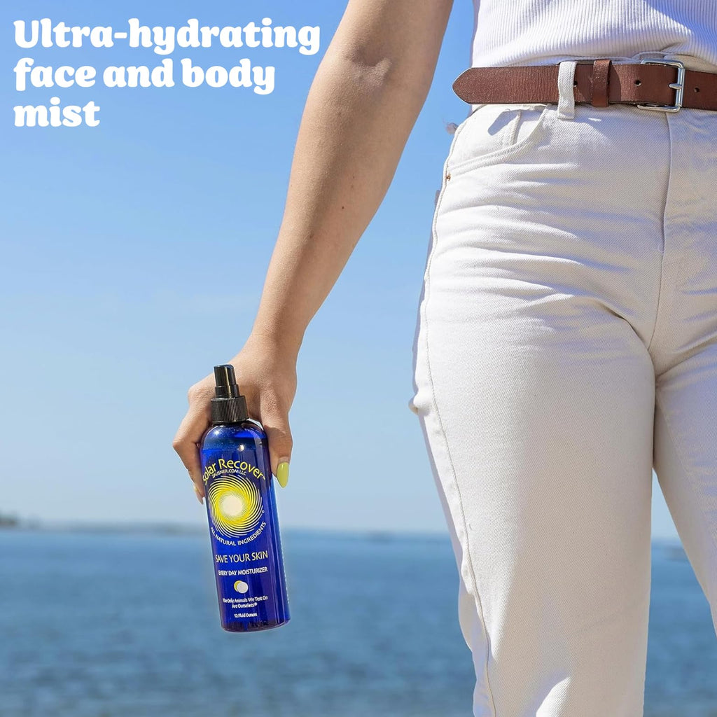 Solar Recover After Sun Moisturizing Spray (12 Ounce) - Hydrating Facial and Body Mist - 2460 Sprays of Sunburn Relief With Vitamin E and Calendula - Lotion Delivered in Water - Made in the USA