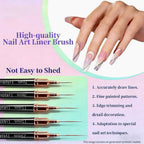 8Pcs Nail Art Brushes Set, 5 Art Liners & 3 Multi Shape Gel Builder Brushes | Liners with 7/9/11/15/25mm bristles for fine lining, gel coating & nail shaping, ideal for salon and DIY nail art