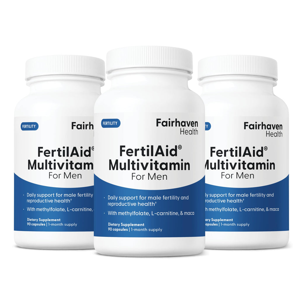 Fairhaven Health FertilAid for Men | Male Fertility Supplement for Count and Motility | Pre-Conception Support with L-Carnitine, CoQ10, Maca and Zinc | 90 Capsules | 1 Month Supply