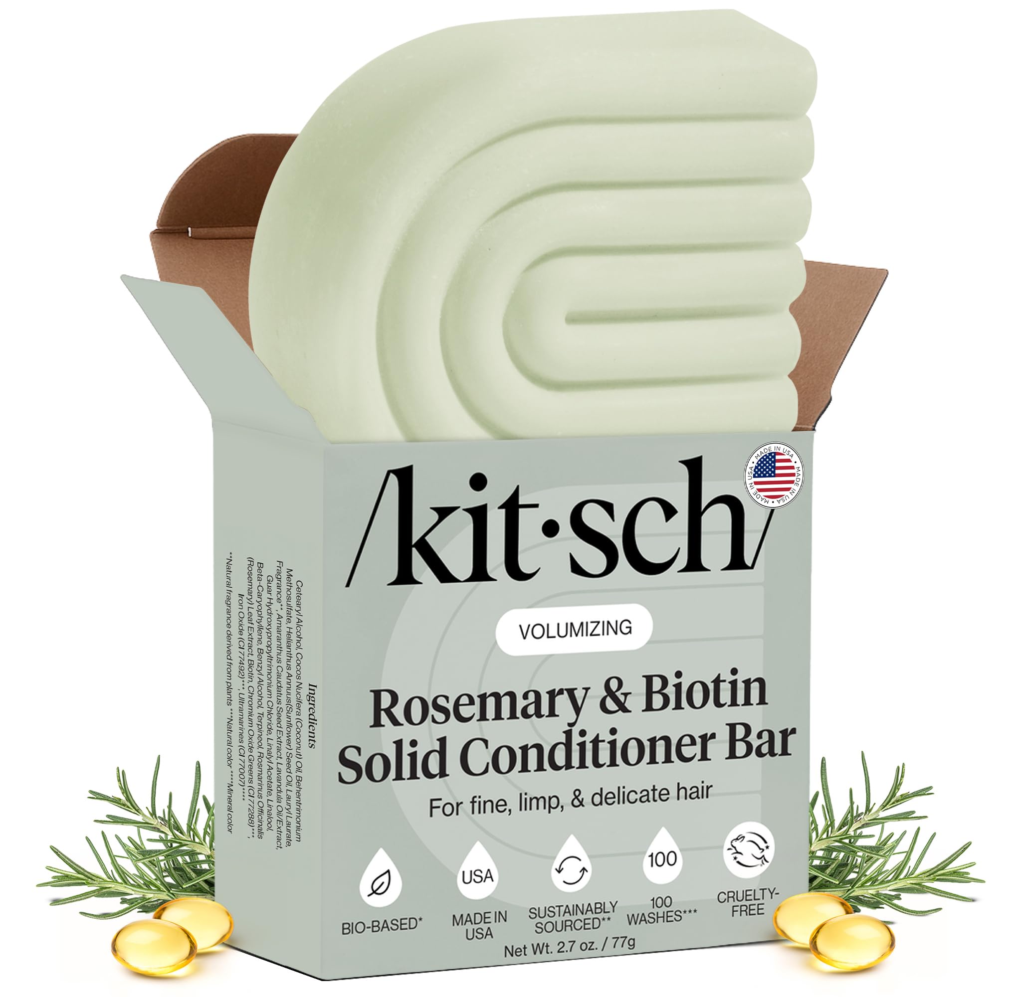 Buy now Kitsch Rosemary & Biotin Volumizing Hair Conditioner Bar for Hair Growth & Thickening â€“ Hydrating & Cleansing Hair Conditioner for Women & Men - Paraben, Silicone & Sulfate Free - Made in USA - 2.7 oz at indiglob india
