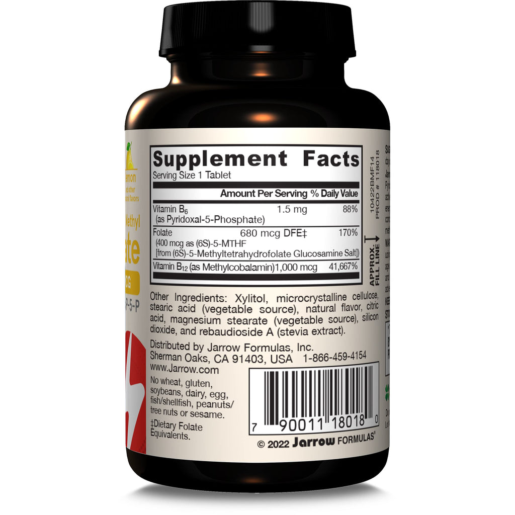 Jarrow Methyl B-12 & Methyl Folate Supplement, 100 Chewable Tablets | Bioactive Vitamin B12 & B9 Supplement, Supports Cellular Energy Production, Healthy Brain Function & Metabolism, 100 Servings