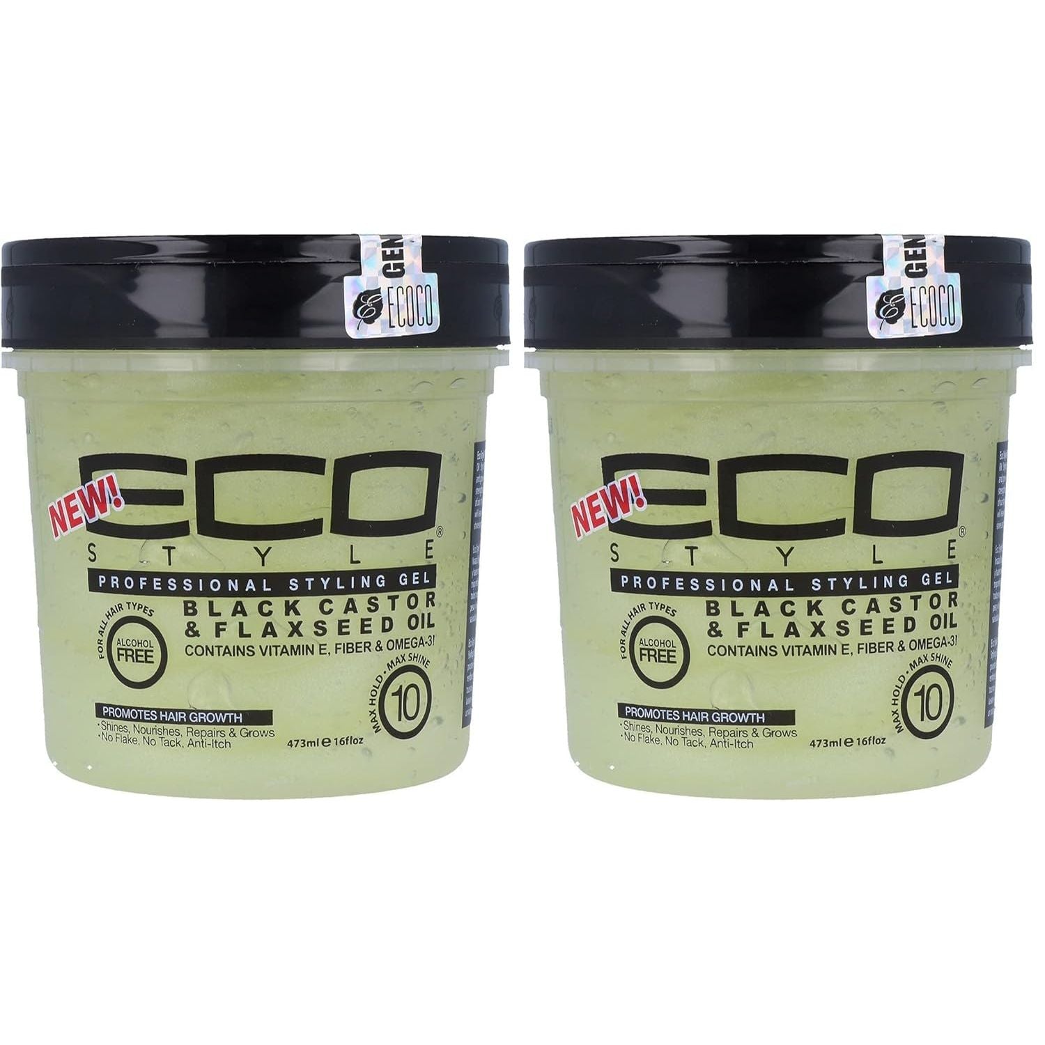 Buy now Eco Style Ecoco Gel - Black Castor Flaxseed Oil - Long Lasting Shine - Nourishes And Repairs Damaged Hair - Promotes Healthy Scalp - Provides Superior And Weightless Hold - Effortless Style - 16 Oz 16 Fl Oz (Pack of 2) at indiglob india
