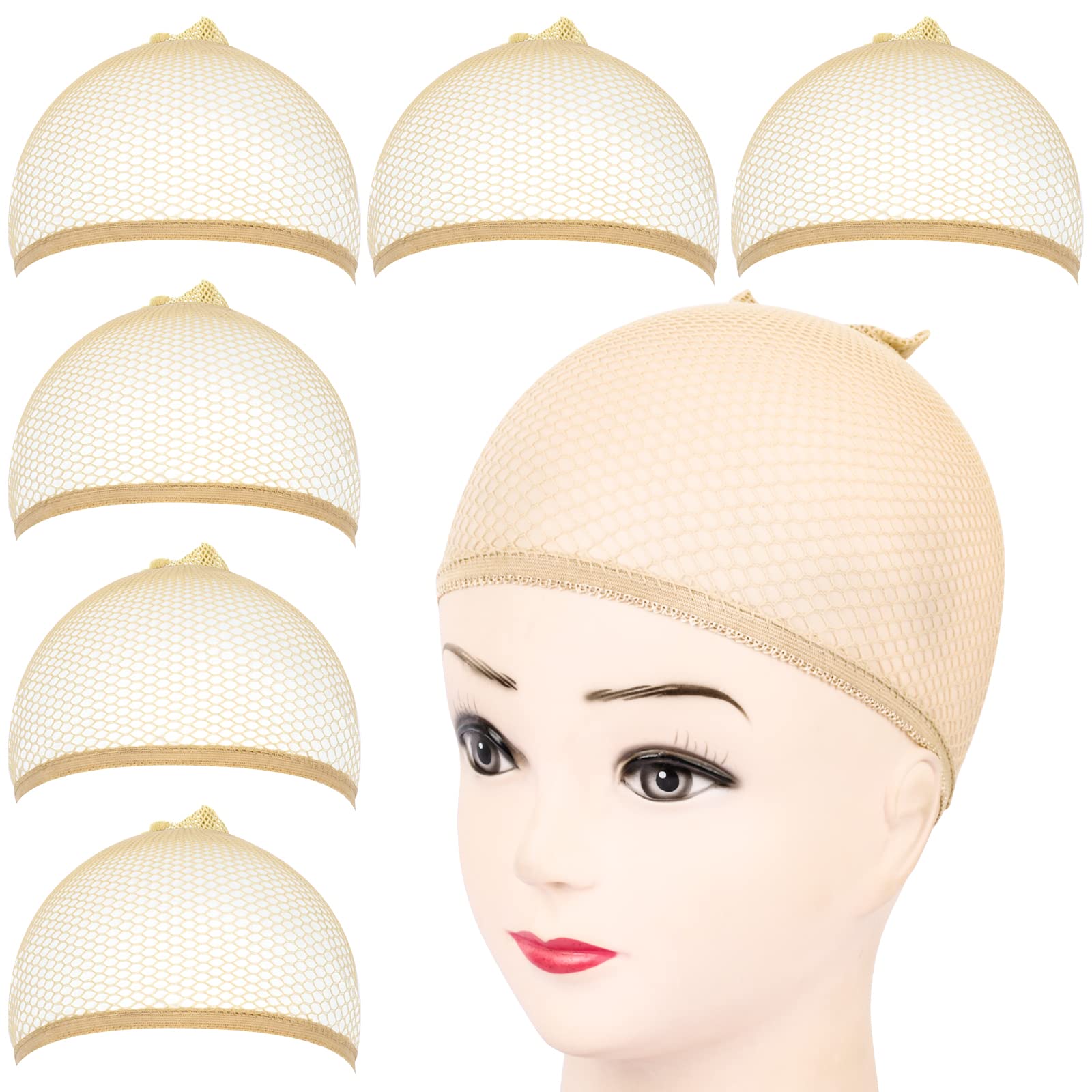 Fandamei 6PCS Wig Cap, 6PCS Black Mesh Wig Cap Net, Closed End Hair Mesh Net, Liner Weaving Caps for Women, Men, Kids, Wig Caps for Halloween, Cosplay