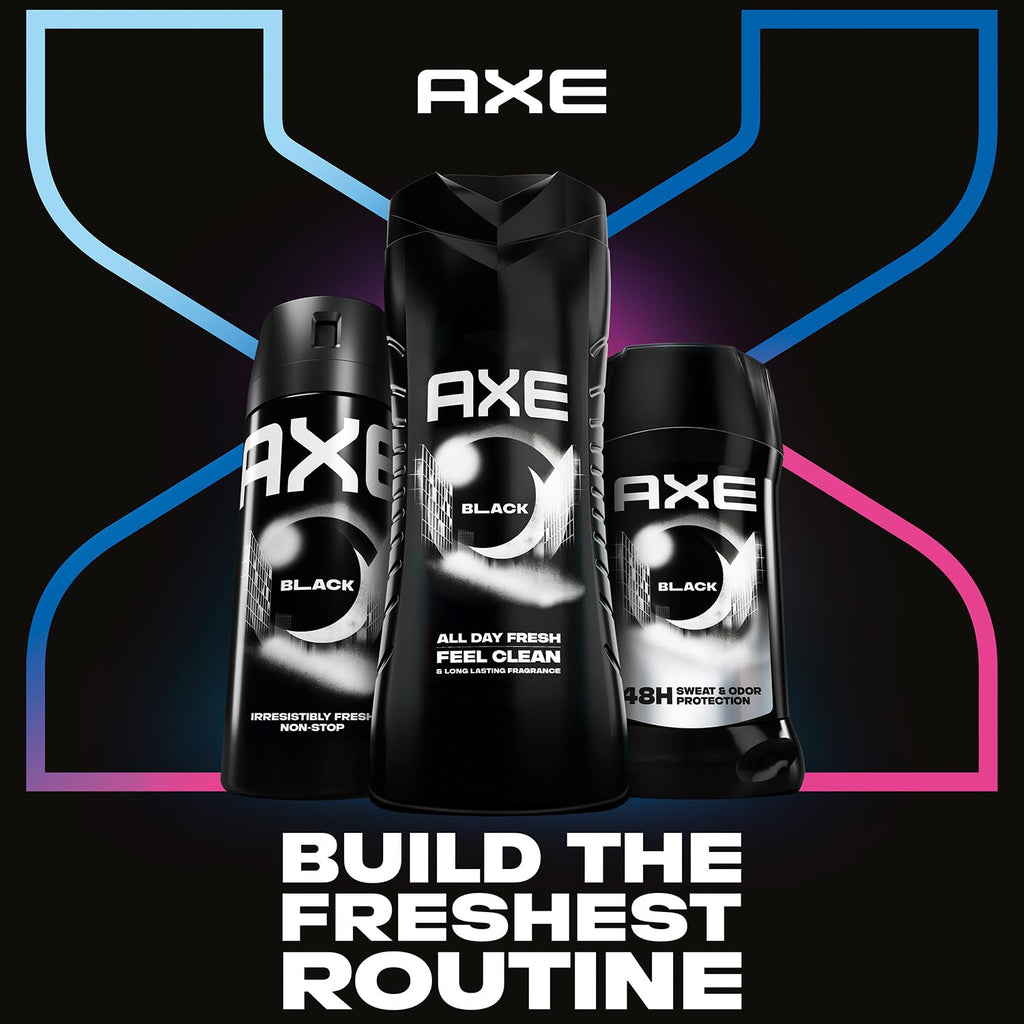 AXE Men's Body Wash, Black, 3-Pack – 3-in-1 Body, Face & Hair Wash, Frozen Pear and Cedarwood Scent, 33.8 Oz Ea