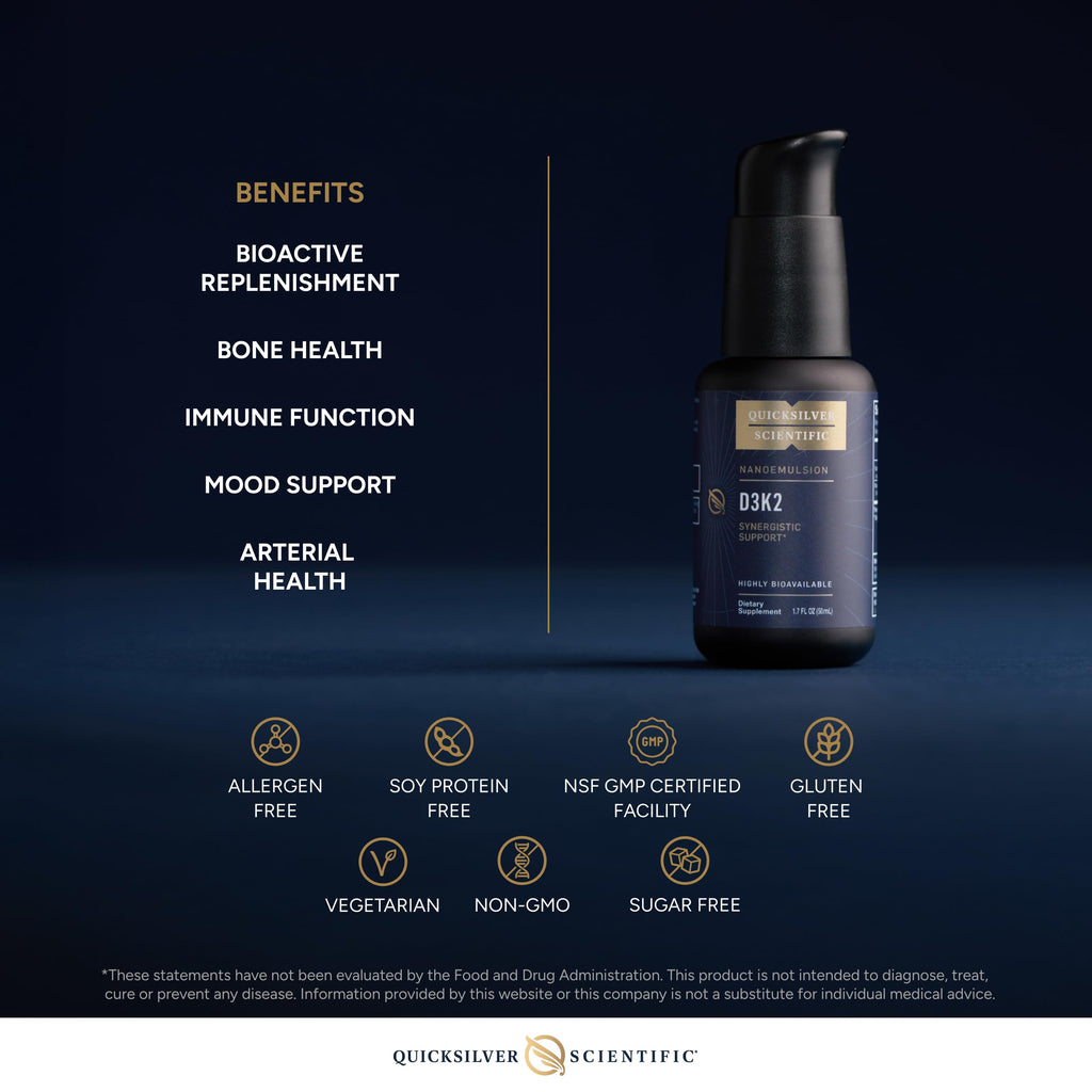 Quicksilver Scientific Nanoemulsified D3K2, 1.7oz / 50ml