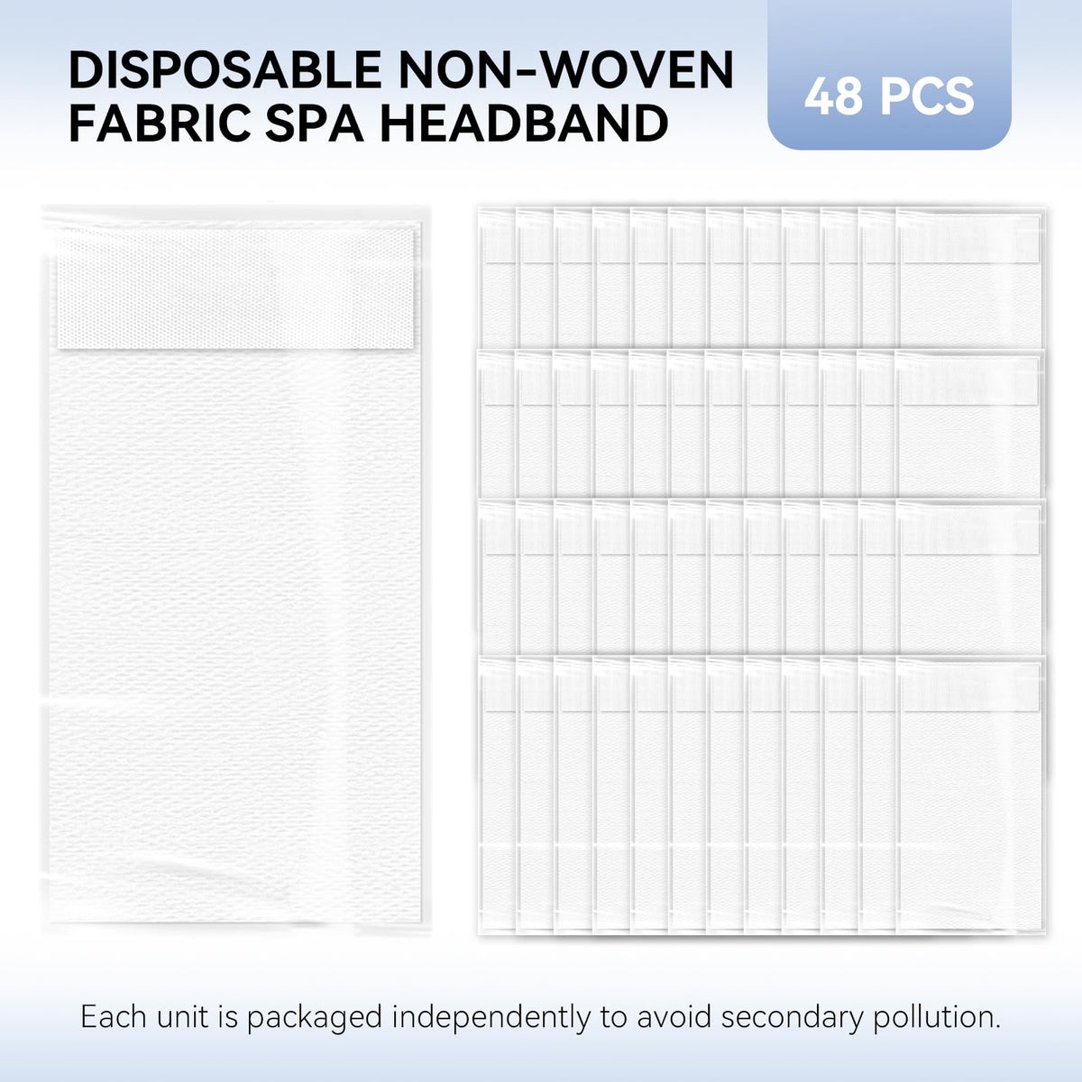Disposable Headbands for Spa & Facials – 48pcs White Disposable Spa Headbands for Women, Professional Headband for Facials, Esthetician, Skincare & Washing Face – Non-Woven Disposable Hair Bands Pack
